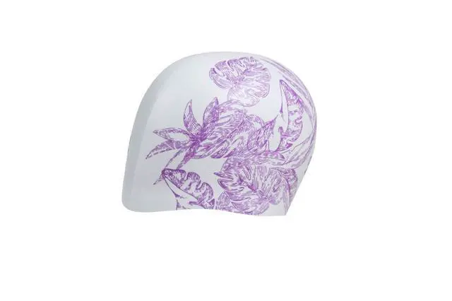 Alt view image 3 of 6 - Sirene Molded Silicone Swim Cap for Women Swimming Super Stretchy Durable Bathing Cap for Long Hair Tight Fit, Cecilia White, One Size
