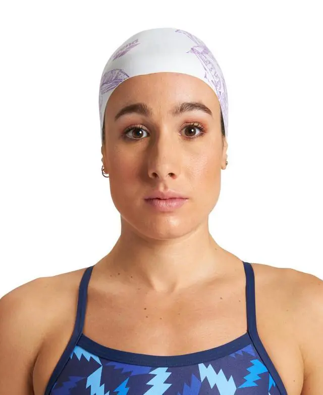 Alt view image 4 of 6 - Sirene Molded Silicone Swim Cap for Women Swimming Super Stretchy Durable Bathing Cap for Long Hair Tight Fit, Cecilia White, One Size