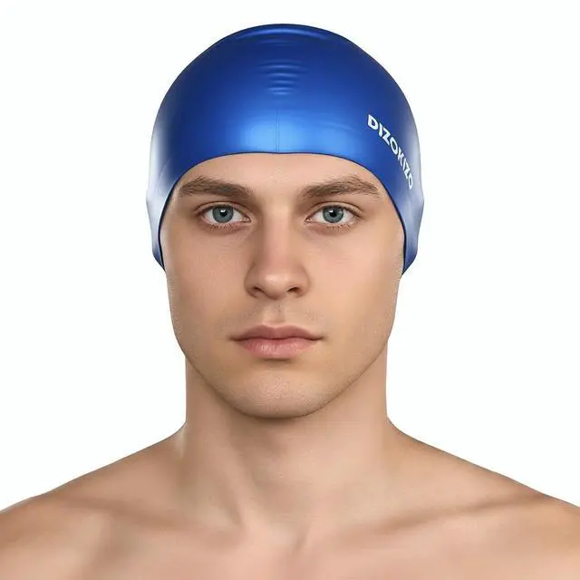 Main image of Silicone Swim Cap, Glossy Non-Slip Swimming Caps for Women and Men