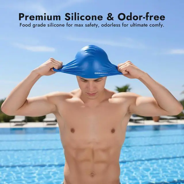 Alt view image 2 of 7 - Silicone Swim Cap, Glossy Non-Slip Swimming Caps for Women and Men