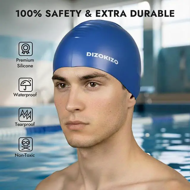 Alt view image 3 of 7 - Silicone Swim Cap, Glossy Non-Slip Swimming Caps for Women and Men