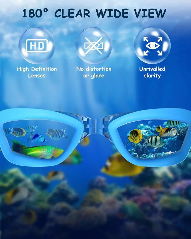 Alt view image 4 of 7 - Kids Swim Goggles, Swimming Goggles for Kids Toddlers 3-14 with Swim Cap, Nose Clip, Nose Bridge, Ear Plugs