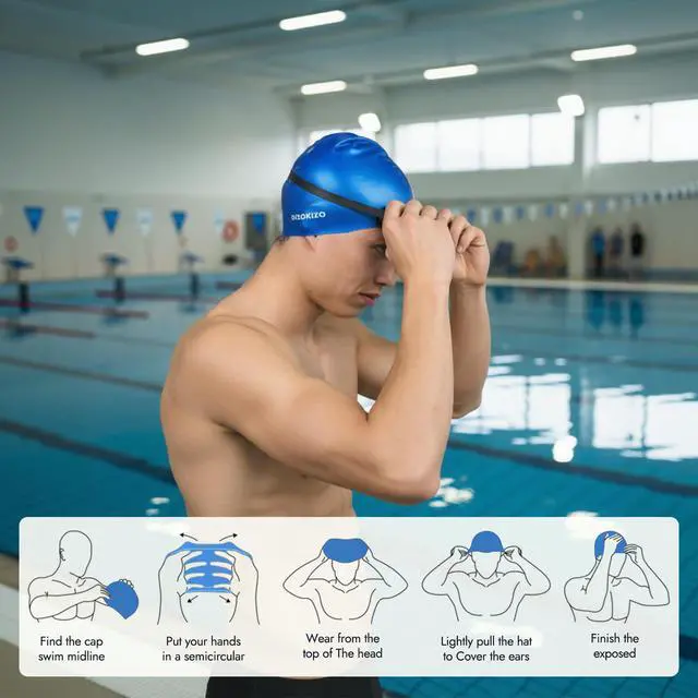 Alt view image 5 of 7 - Silicone Swim Cap, Glossy Non-Slip Swimming Caps for Women and Men