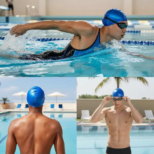 Alt view image 7 of 7 - Silicone Swim Cap, Glossy Non-Slip Swimming Caps for Women and Men
