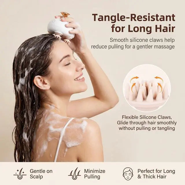 Alt view image 3 of 7 - Electric Scalp Massager, Waterproof Shampoo Brush for Long Hair