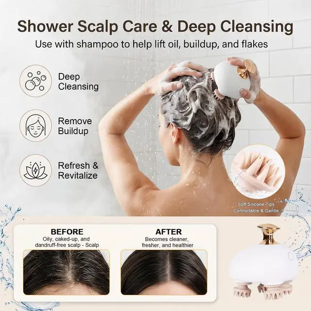 Alt view image 4 of 7 - Electric Scalp Massager, Waterproof Shampoo Brush for Long Hair