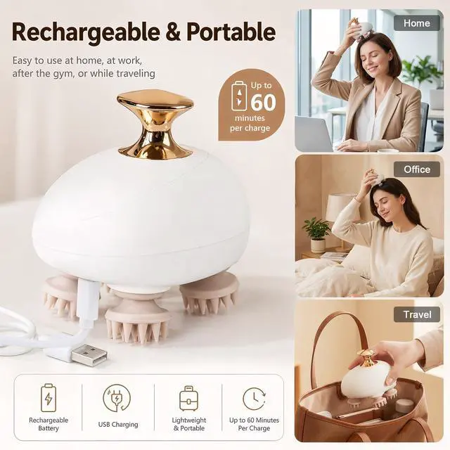 Alt view image 6 of 7 - Electric Scalp Massager, Waterproof Shampoo Brush for Long Hair