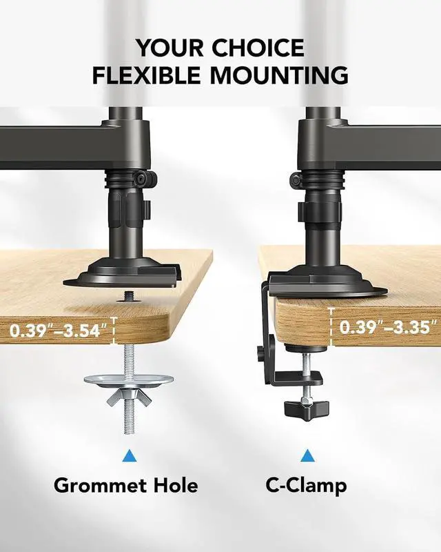 Alt view image 7 of 7 - 17-32 Inch Dual Monitor Stand, Vertical Dual Monitor Mount, Monitor Stand 2 Monitors, Ergonomic Adjustable Tilt/Swivel/Rotate, Weight Max 19.8 lbs, VESA 75/100mm
