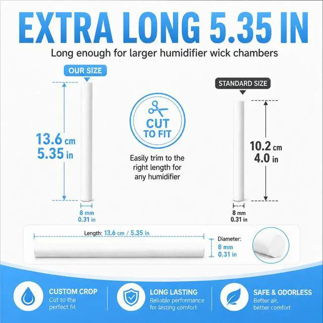 Alt view image 2 of 6 - 24 Pcs Humidifier Stick Filter Refill 5.35'' Air Diffuser Pure Wicks