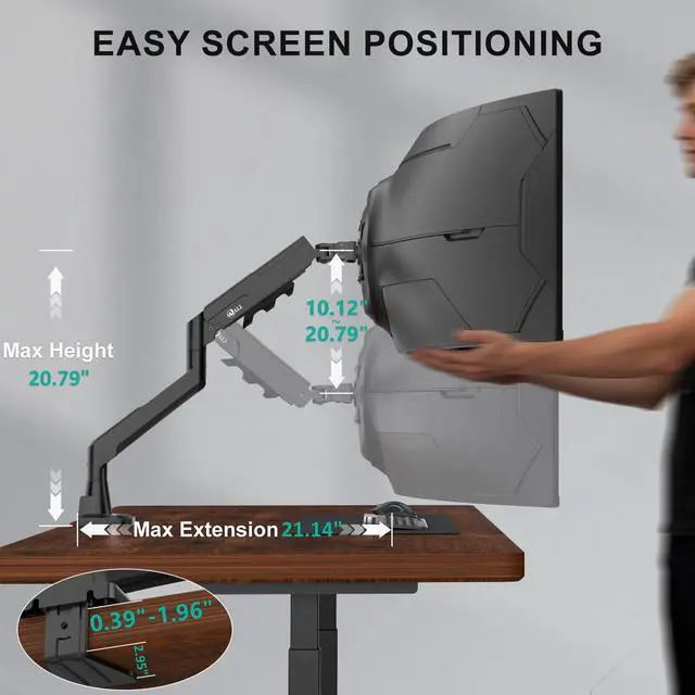 Alt view image 6 of 7 - Ultrawide Single Monitor Arm for 17-49 inch Curved Screen, up to 33lbs