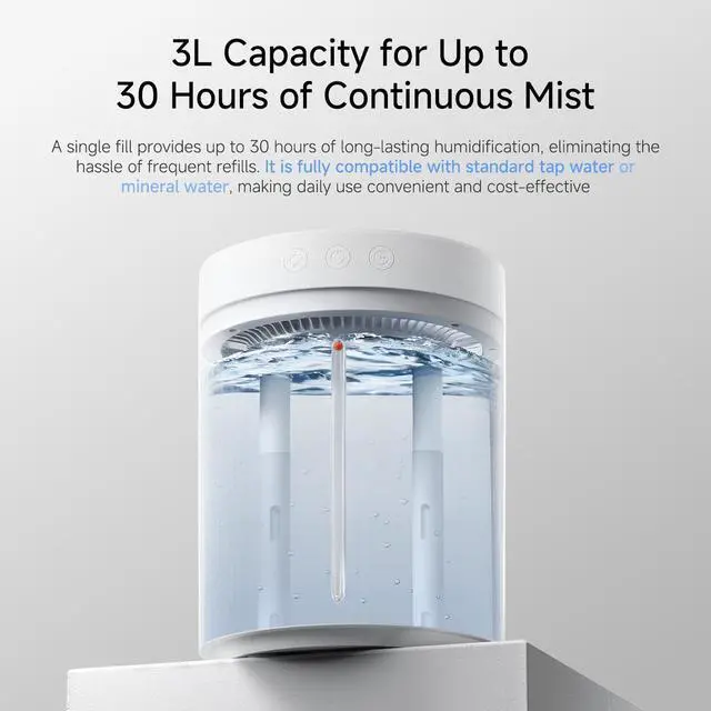 Alt view image 4 of 7 - Air Humidifier for Bedroom Baby, 3L Top Fill Dual Spray Portable