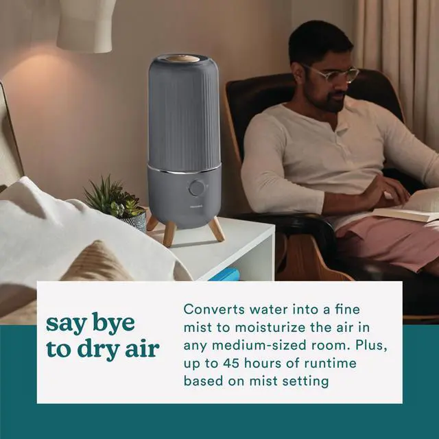 Alt view image 4 of 7 - Ultrasonic Humidifier, Bedrooms and Home Offices, 0.97-Gallon Tank