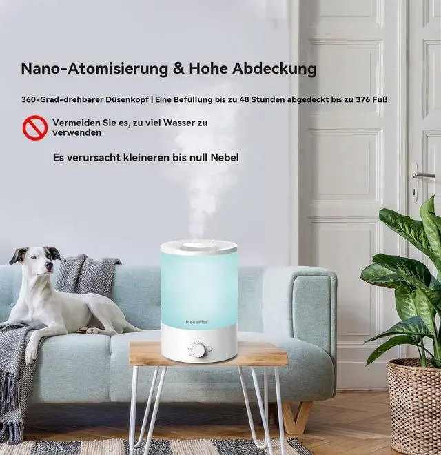 Alt view image 4 of 7 - 3.5L Ultrasonic Cool Mist Humidifier Top-Fill, Essential Oil Diffuser, Quiet Operation, Night Light, Auto Shut-Off for Home & Office