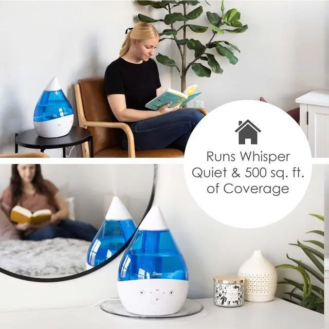 Alt view image 4 of 7 - 4-in-1 Drop 2.0 Ultrasonic Cool Mist Humidifier with Sound Machine, Night Light, Aroma Tray, 1 Gallon Top Fill, Blue & White