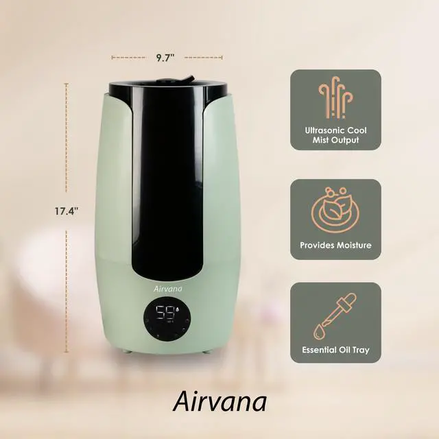 Alt view image 2 of 7 - 2.25 Gallon Top Fill Digital Humidifier with LED Display, Sage
