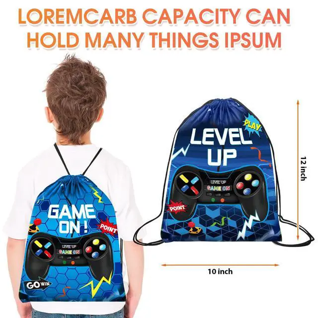 Alt view image 3 of 6 - 20 Pcs Video Game Party Favor Bags Gamer Birthday Party Drawstring Bags for Kids Boys Girls 12 x 10 Inch Gaming Goodie Treat for Game on Theme Decorations Supplies(Blue,Fresh Style)