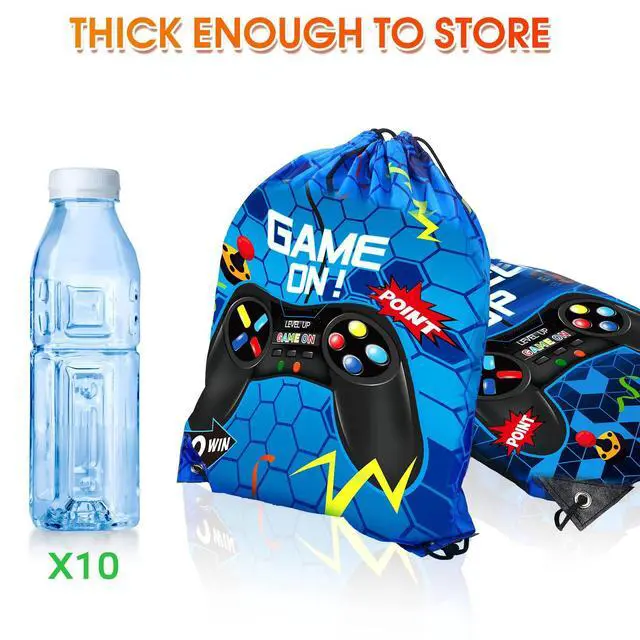 Alt view image 4 of 6 - 20 Pcs Video Game Party Favor Bags Gamer Birthday Party Drawstring Bags for Kids Boys Girls 12 x 10 Inch Gaming Goodie Treat for Game on Theme Decorations Supplies(Blue,Fresh Style)