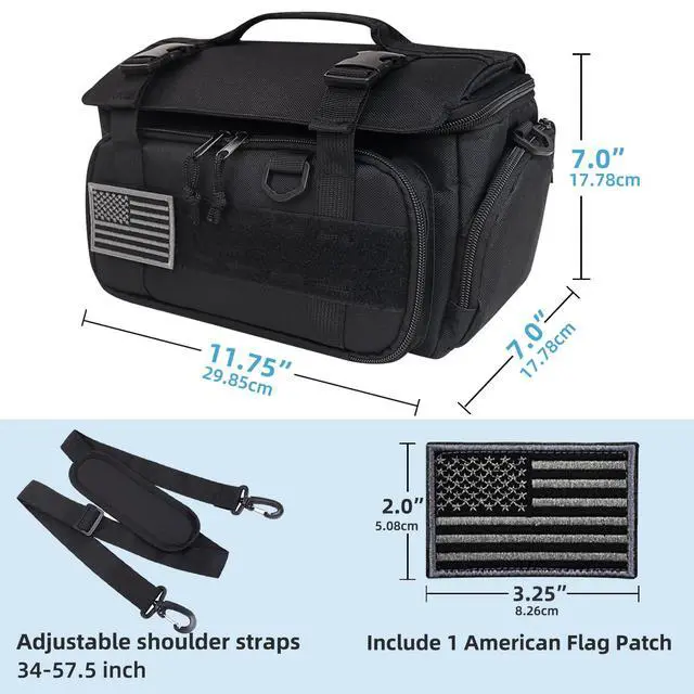 Alt view image 5 of 7 - Tactical Travel Gaming Bag Compatible with Nintendo Switch/ Switch 2 All in One Carrying Case for Steam Deck, AC Adapter, Controllers, Protective Bag with Flag Patch &18 Game Card Slots (Black)