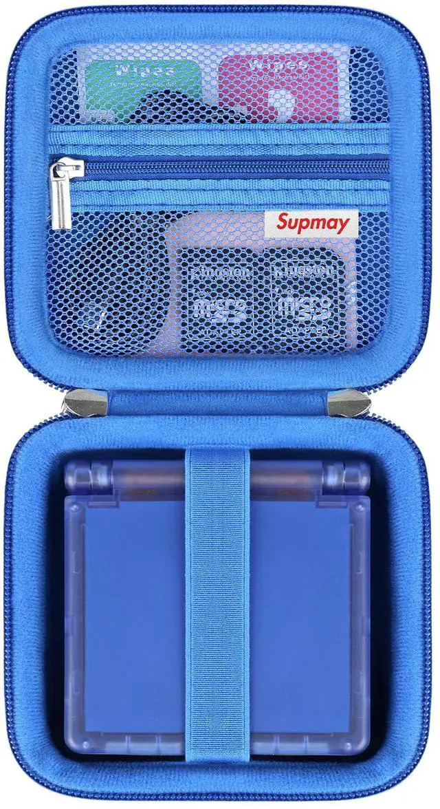 Main image of Hard Carrying Case for Anbernic RG Rotate/ RG34XXSP/ RG35XXSP Retro Handheld Game Console/ Game Boy Advance SP, Retro Game Travel Storage Holder with Mesh Bag for Battery, USB Cable, Blue