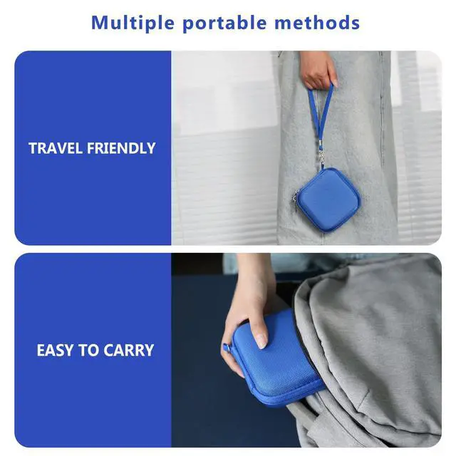 Alt view image 6 of 7 - Hard Carrying Case for Anbernic RG Rotate/ RG34XXSP/ RG35XXSP Retro Handheld Game Console/ Game Boy Advance SP, Retro Game Travel Storage Holder with Mesh Bag for Battery, USB Cable, Blue