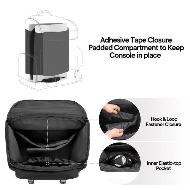 Alt view image 2 of 7 - Game Backpack Compatible with PS5/PS5 Slim/PS4/PS4 Pro, Bag Only