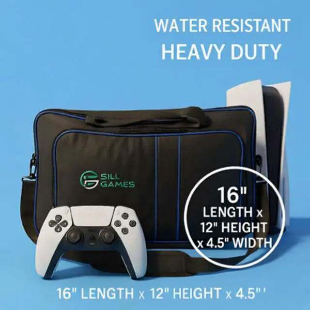 Alt view image 7 of 7 - Carrying Case compatible with PS5 with Strap, Protective PlayStation 5 Travel Bag for Console, Controllers & Game Discs, Durable PS5 Case Travel Organizer with Bag & Waterproof Pouch