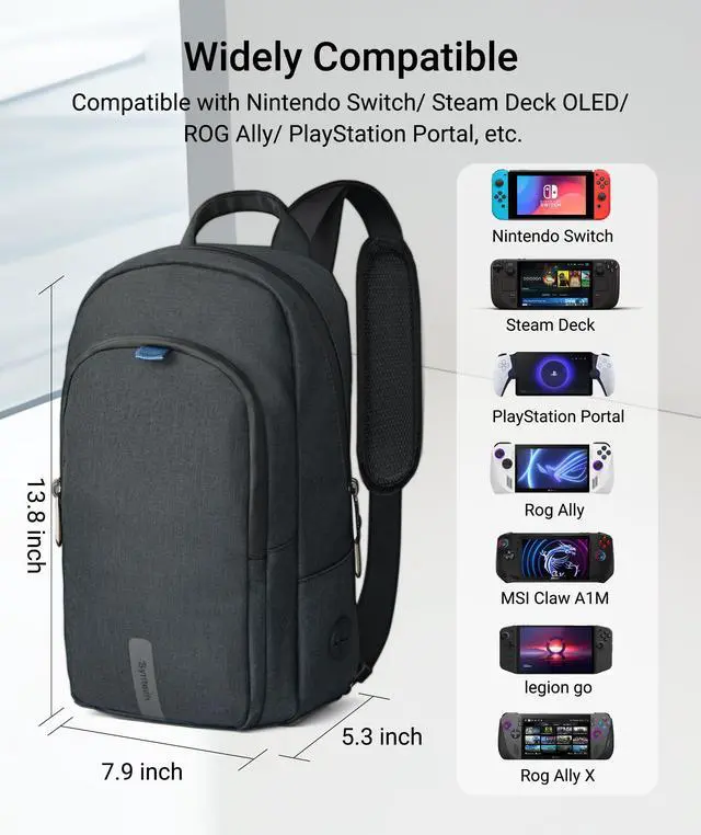 Alt view image 7 of 7 - Sling Bag for Steam Deck/Switch 2/ROG Xbox Ally X/PS Portal, Black
