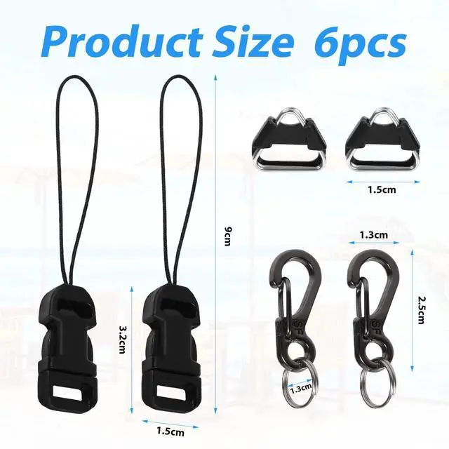Alt view image 2 of 6 - 6pcs Camera Quick Release Strap, Adjustable Quick Release Buckle for Camera Strap Quick Release Clips Connector Buckles Connect Adapter to Camera Neck Strap (Black)