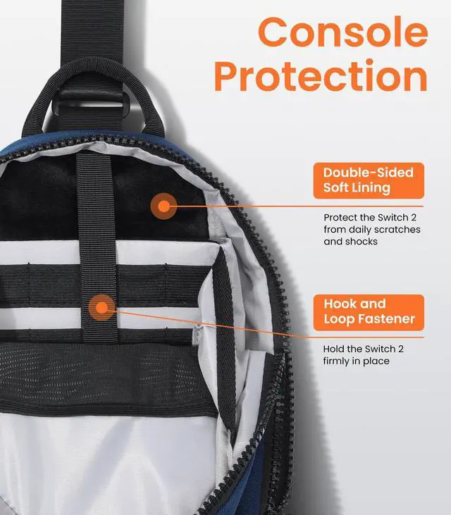 Alt view image 4 of 7 - Sling Crossbody Bag for Nintendo Switch 2/Steam Deck, Indigo