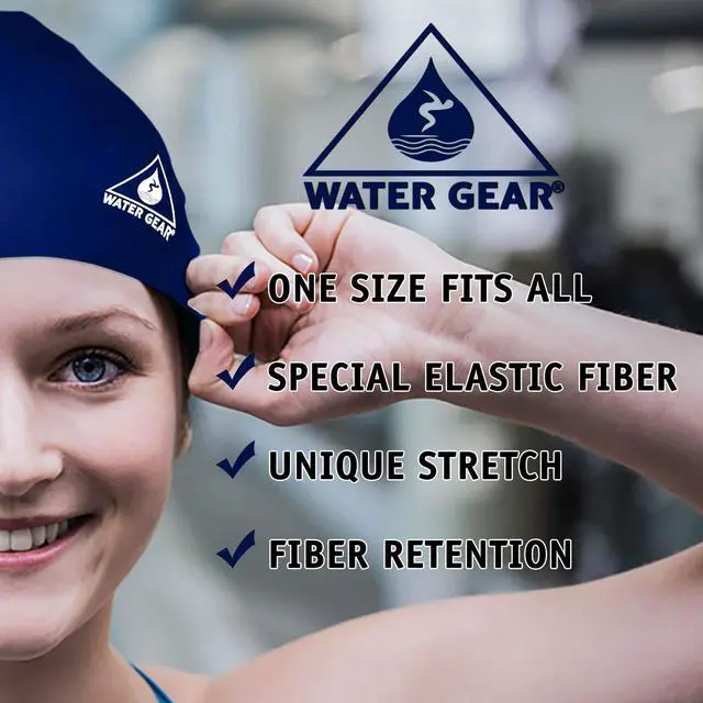 Alt view image 5 of 7 - Latex Adult Swim Cap - Durable and Flexible Unisex Non-Waterproof - Great for Short and Long Hair - Improve Your Performance - Triathlon Swimmers and Athletes - Navy