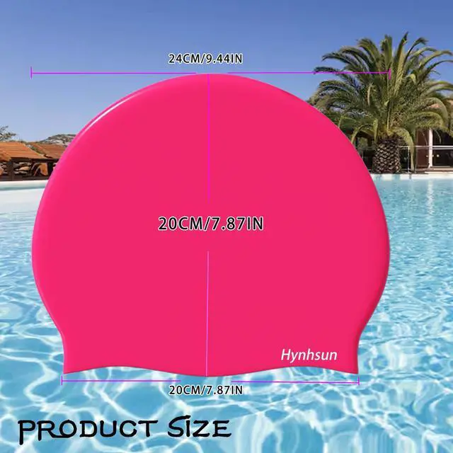 Alt view image 2 of 7 - Unisex Silicone Classic Swimming Cap for Women and Men, Flexible, Unisex, Waterproof, Intensive Training, Comfortable, Anti-Slip (Fuchsia)