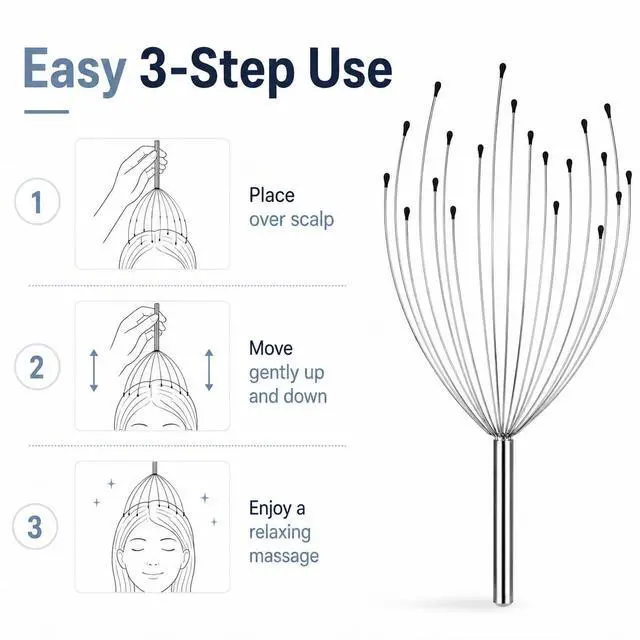 Alt view image 3 of 4 - Head Scratcher Scalp Massager, Manual Metal Claw Hair Care Tool for Adults