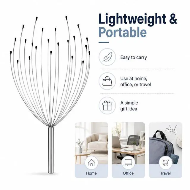 Alt view image 4 of 4 - Head Scratcher Scalp Massager, Manual Metal Claw Hair Care Tool for Adults