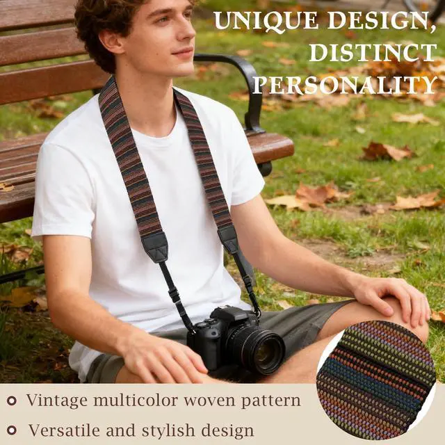 Alt view image 2 of 7 - Bohemian Vintage Adjustable Camera Shoulder & Neck Strap with Quick Release Harness Universal Fit for DSLR and Camcorder