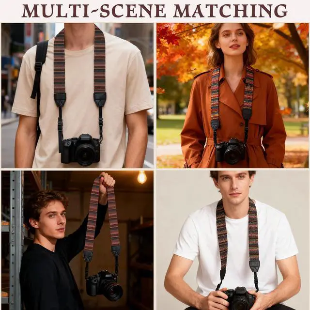 Alt view image 5 of 7 - Bohemian Vintage Adjustable Camera Shoulder & Neck Strap with Quick Release Harness Universal Fit for DSLR and Camcorder