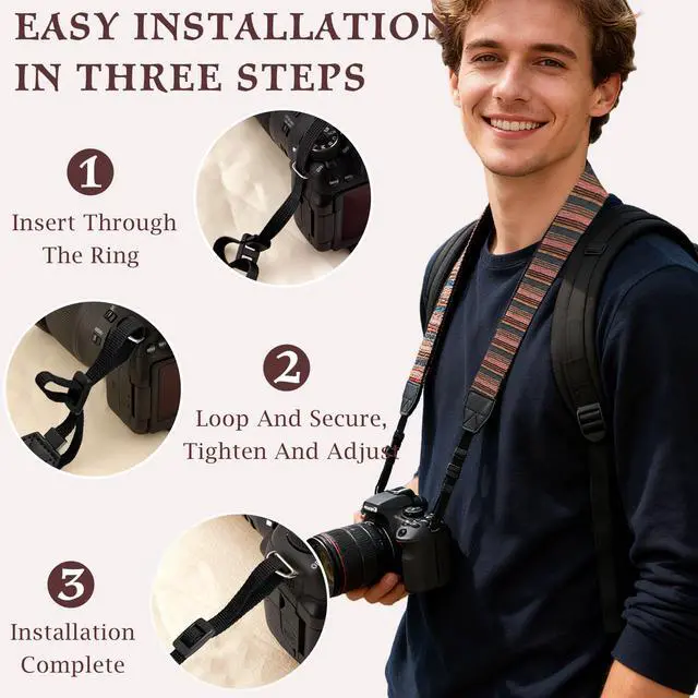 Alt view image 4 of 7 - Bohemian Vintage Adjustable Camera Shoulder & Neck Strap with Quick Release Harness Universal Fit for DSLR and Camcorder