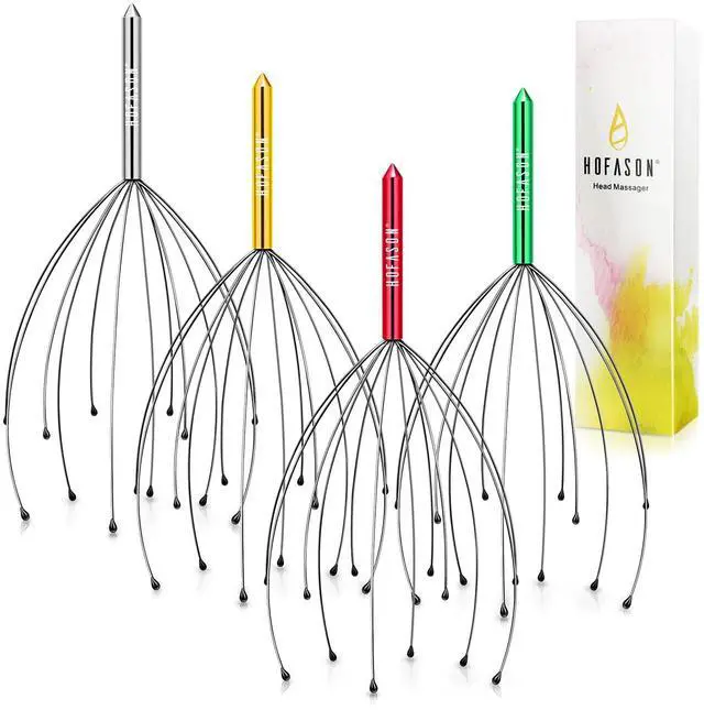 Main image of Head Scratcher Stocking Stuffers for Adults Women Men Teen Girls Boys, 4pcs Head Massager Scalp, Funny White Elephant Gifts, Christmas Bulk Gifts for Mom Dad Him Her Birthday Gift Prizes