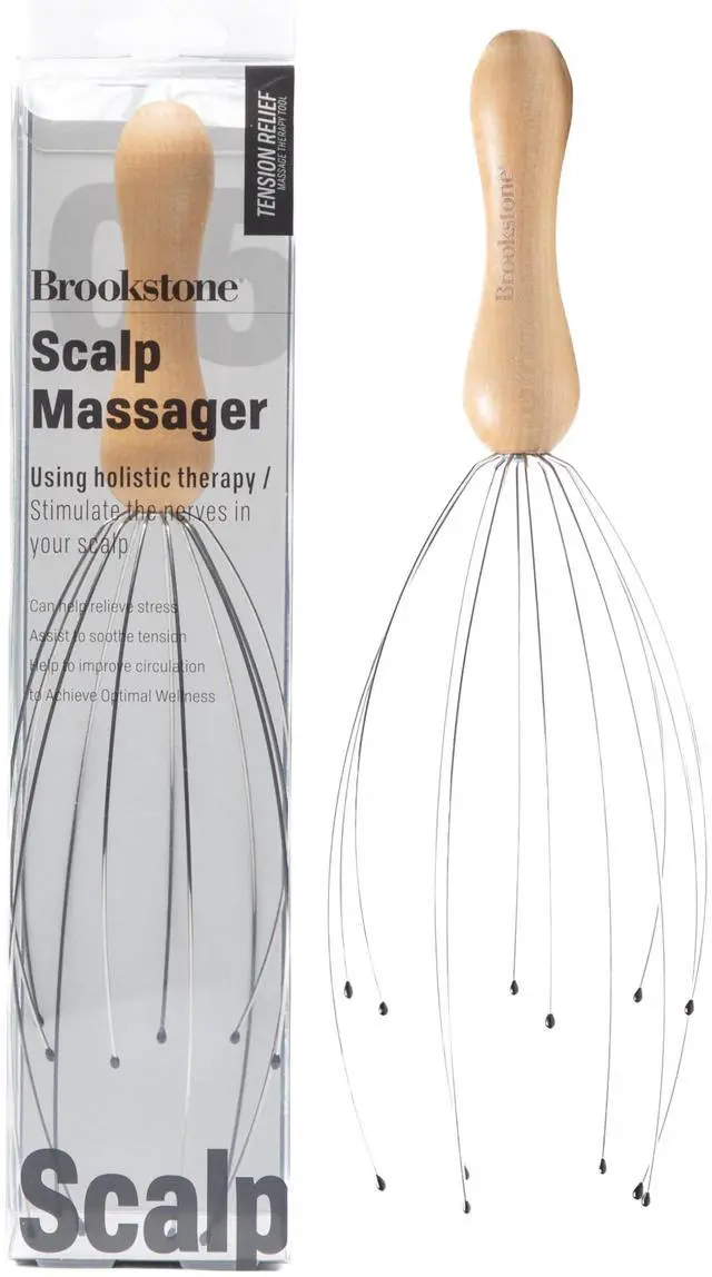 Main image of Oak Head Massager Scalp | Head Massager for Relaxation | Premium Oak Head Scratcher for Stress Relief and Improved Circulation(Brown)
