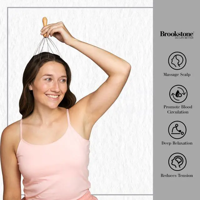 Alt view image 3 of 7 - Oak Head Massager Scalp | Head Massager for Relaxation | Premium Oak Head Scratcher for Stress Relief and Improved Circulation(Brown)
