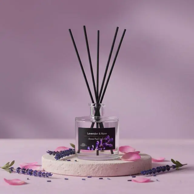 Alt view image 2 of 7 - Reed Diffuser Set, Lavender & Rose 3.52 oz (100ml) Scented Diffuser with Sticks Home Fragrance Reed Diffuser for Bathroom Shelf Decor, Ideal Gift for Woman