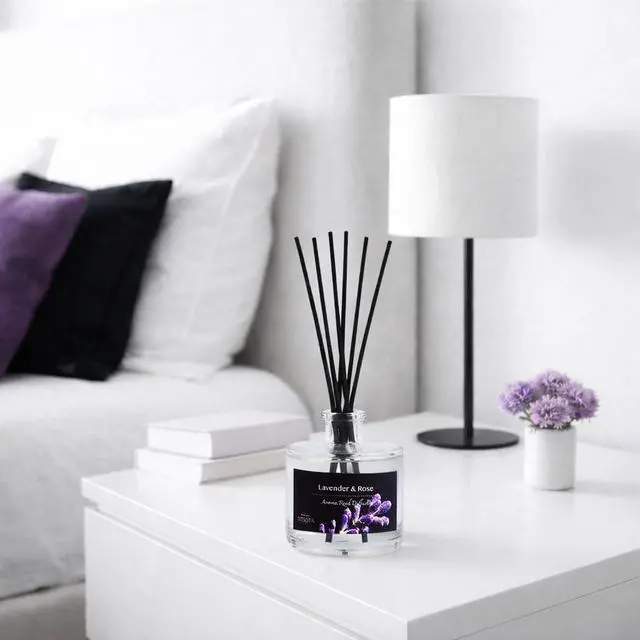 Alt view image 5 of 7 - Reed Diffuser Set, Lavender & Rose 3.52 oz (100ml) Scented Diffuser with Sticks Home Fragrance Reed Diffuser for Bathroom Shelf Decor, Ideal Gift for Woman