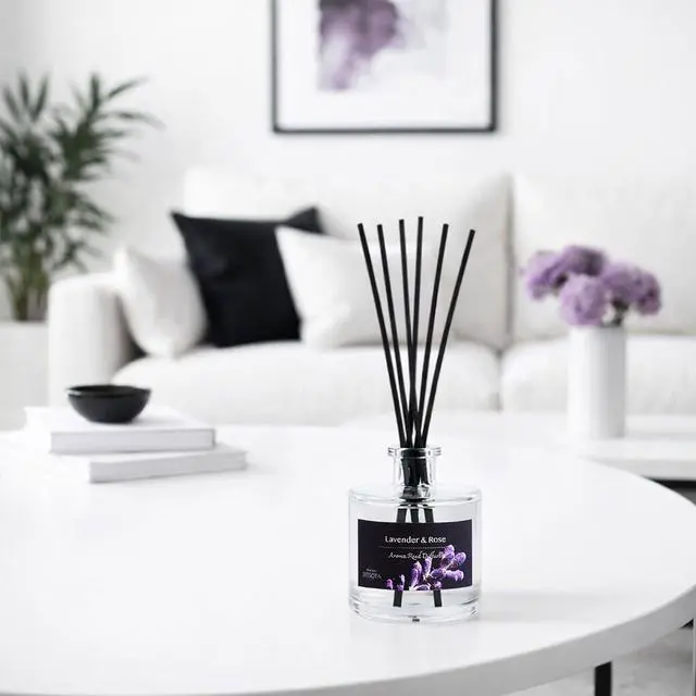 Alt view image 4 of 7 - Reed Diffuser Set, Lavender & Rose 3.52 oz (100ml) Scented Diffuser with Sticks Home Fragrance Reed Diffuser for Bathroom Shelf Decor, Ideal Gift for Woman