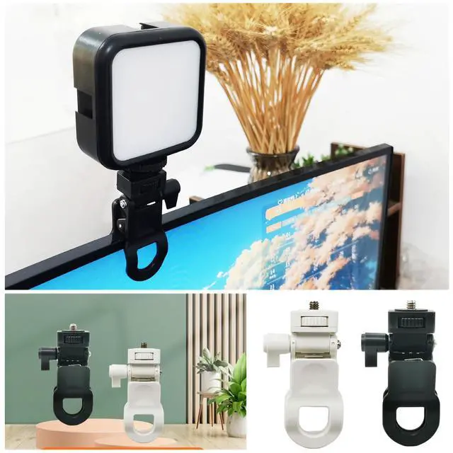Alt view image 3 of 7 - 2 Pack Monitor Camera Mount Clamp Clip Screen LCD Display Top Fill Light Flash Holder Webcam Stand with 1/4 Screw Universal Connector for Phone Tripod Tablet Video Live Stream