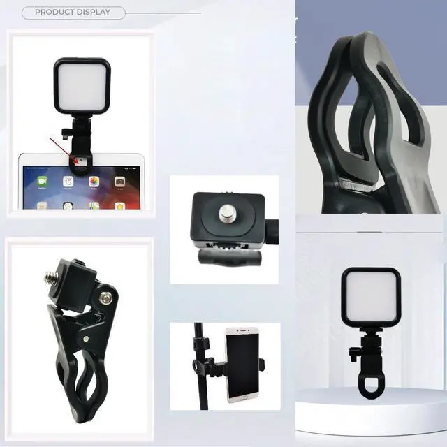 Alt view image 5 of 7 - 2 Pack Monitor Camera Mount Clamp Clip Screen LCD Display Top Fill Light Flash Holder Webcam Stand with 1/4 Screw Universal Connector for Phone Tripod Tablet Video Live Stream