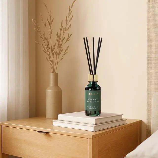 Alt view image 3 of 7 - Reed Diffuser Set, 3.38 fl oz (100 ml) - Wild Mint&Eucalyptus Oil Diffusers with 8 Reed Sticks, Home Fragrance Reed Diffuser for Bathroom Shelf Decor