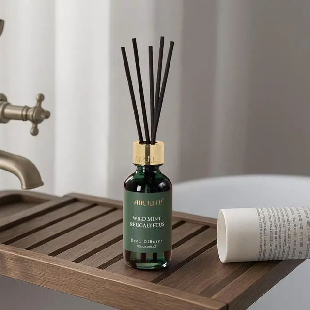 Alt view image 5 of 7 - Reed Diffuser Set, 3.38 fl oz (100 ml) - Wild Mint&Eucalyptus Oil Diffusers with 8 Reed Sticks, Home Fragrance Reed Diffuser for Bathroom Shelf Decor