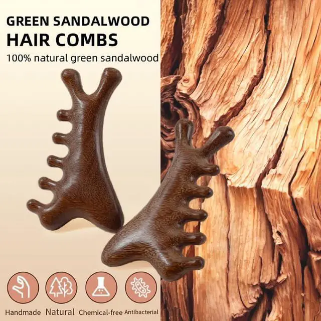 Alt view image 5 of 7 - Wooden Scalp Massager Comb, 100% Natural Wood Massage Comb for Hair Growth, Stress Relief, Multi-Function Gua Sha Tool for Head Face Neck, Anti-Static Wooden Comb for Women Men All Hair Types