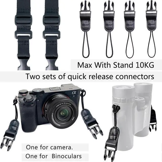 Alt view image 6 of 6 - Camera Neck Strap,Soft Binocular Should Strap with Quick Release Buckle,Neoprene Padding Digital Camera Lanyard Belt Strap,Mirrorless or Dslr Slr Camera Strap for Women Men Photographers,Black,56 Inch