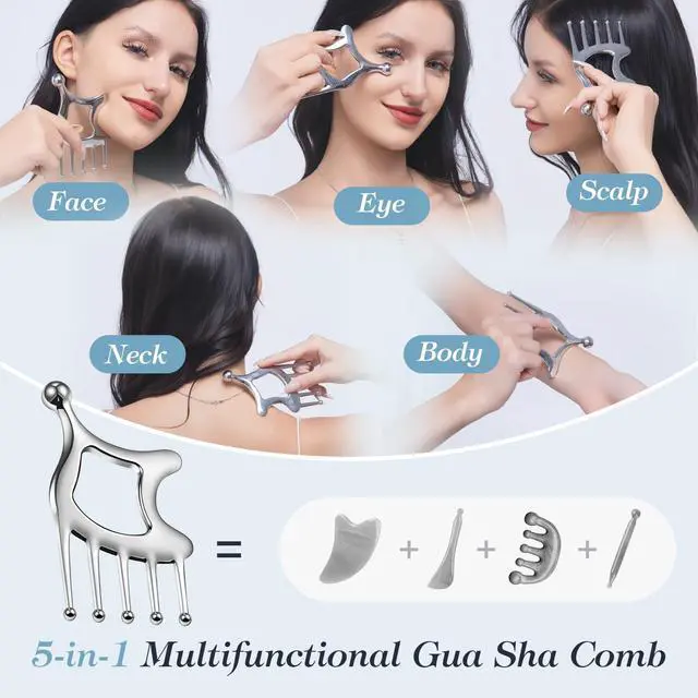 Alt view image 4 of 7 - Stainless Steel Gua Sha Tool; Portable Scalp Massage Tool