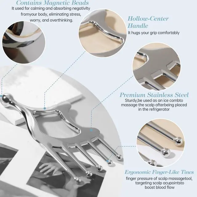 Alt view image 5 of 7 - Stainless Steel Gua Sha Tool; Portable Scalp Massage Tool